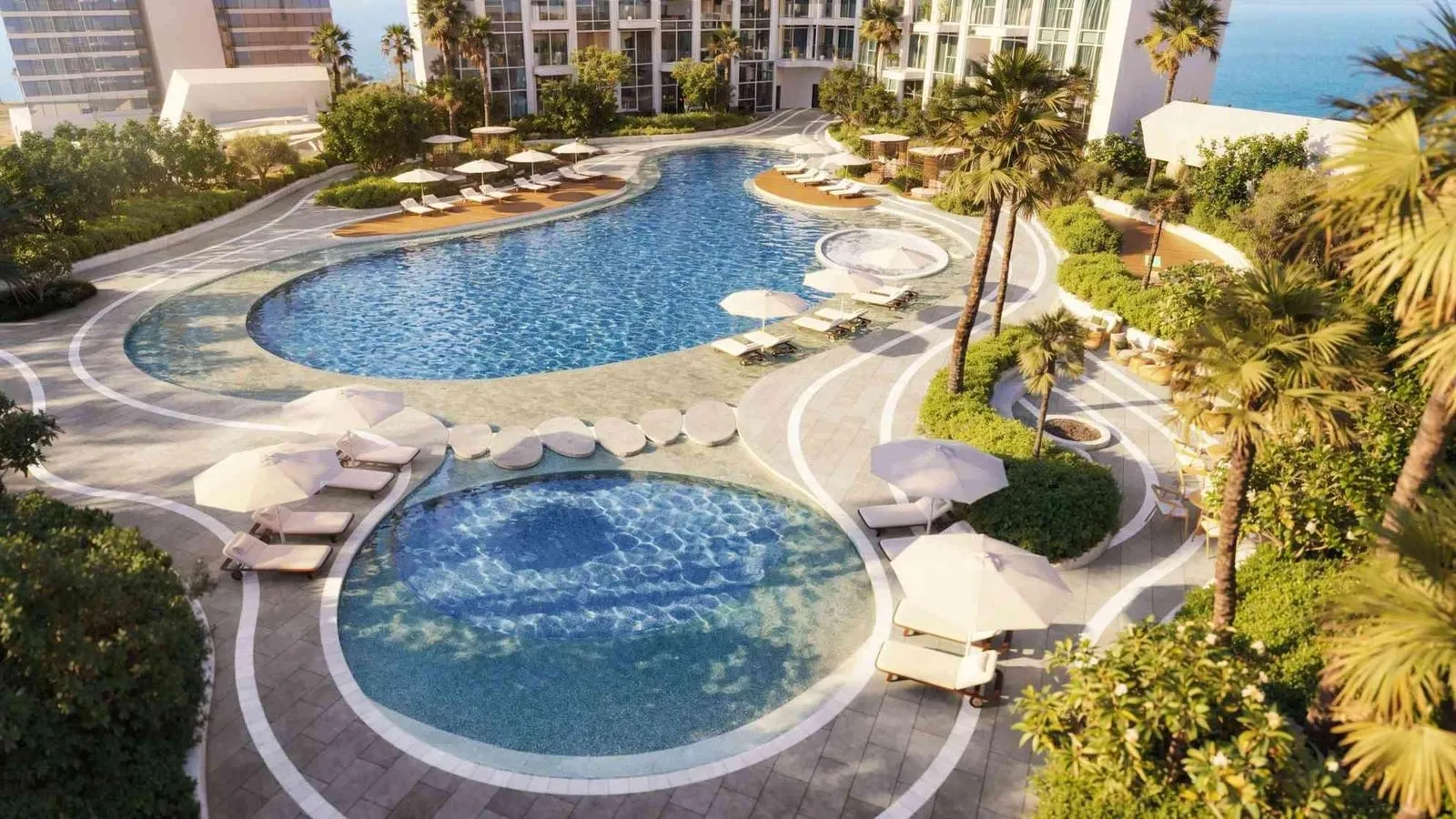 Podium deck pool complex