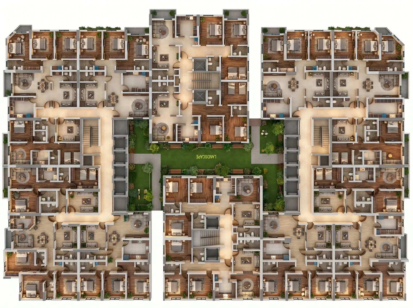 Typical-floor 3D plan of Diamond Towers