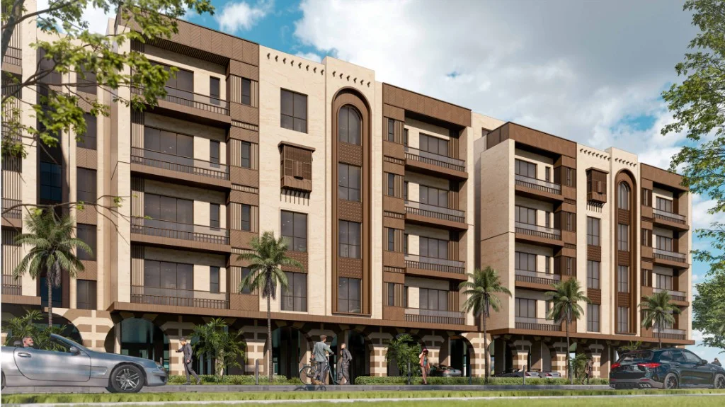 Angled view of the Rewaq Al Hijaz facade